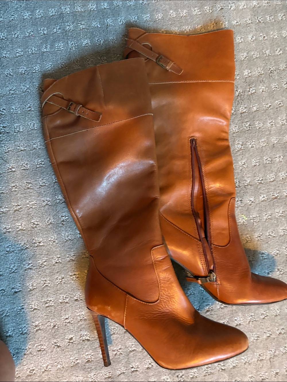 Lauren Ralph Lauren Cognac Leather Knee-High Stiletto Boots